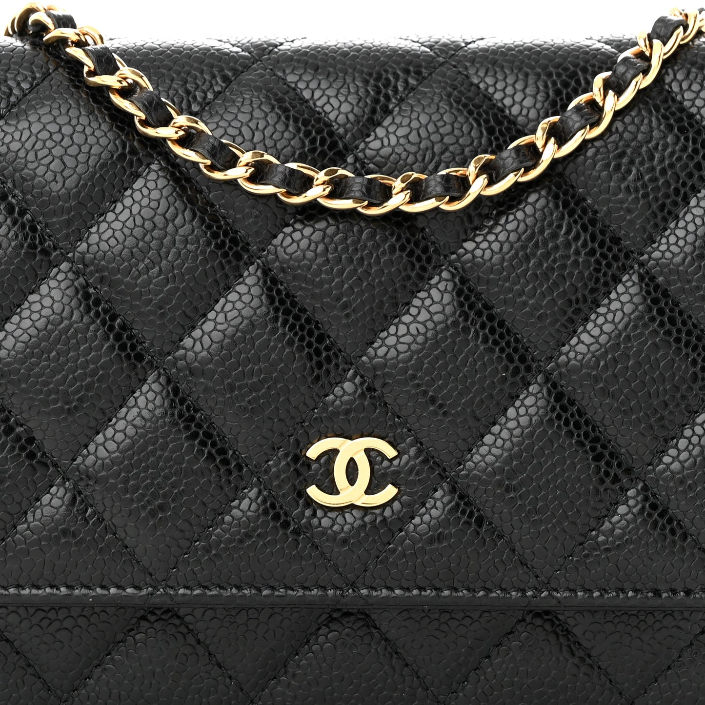 Caviar Quilted Wallet on Chain WOC Black