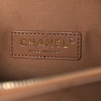 Chanel Shiny Crumpled Lambskin Quilted Medium Preppy Pocket Camera Case Brown 6 of 10