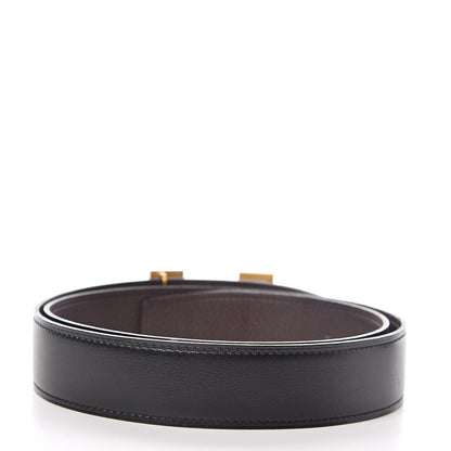 Hermes Box Togo 32mm Martelee H Belt 85 Black Chocolate 3 of 7