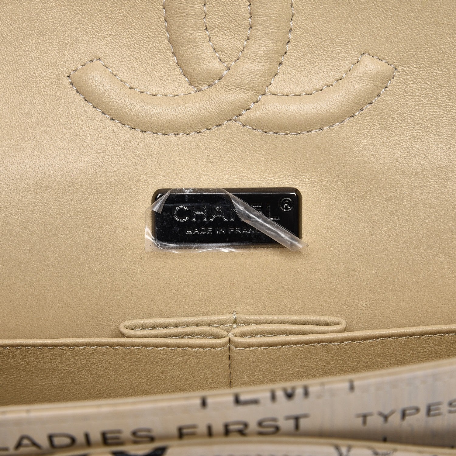Chanel Lambskin Hand Painted Medium Double Flap Ecru Black 6 of 7