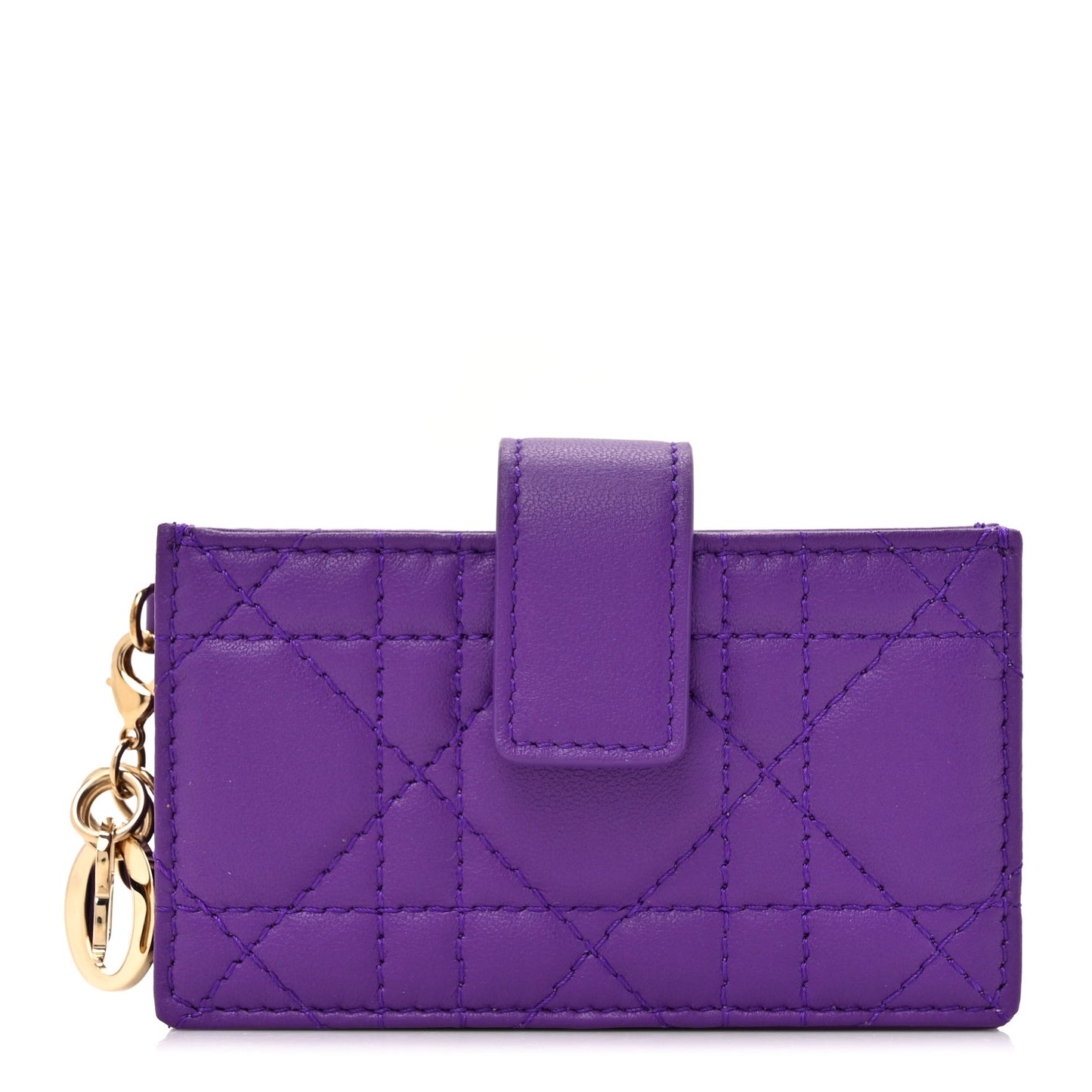Lambskin Cannage Lady Dior 5-Gusset Card Holder Purple Jamu Purple Jamu