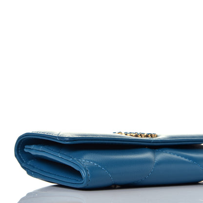 Chanel Goatskin Quilted Chanel 19 Flap Wallet Turquoise 7 of 9