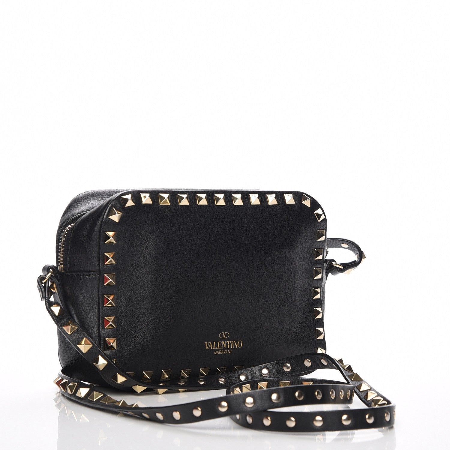 Valentino Garavani Calfskin Rockstud Camera Crossbody Bag Black 3 of 7