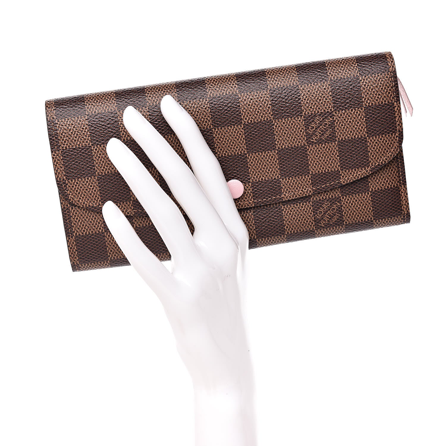Louis Vuitton Damier Ebene Emilie Wallet Rose Ballerine 2 of 10