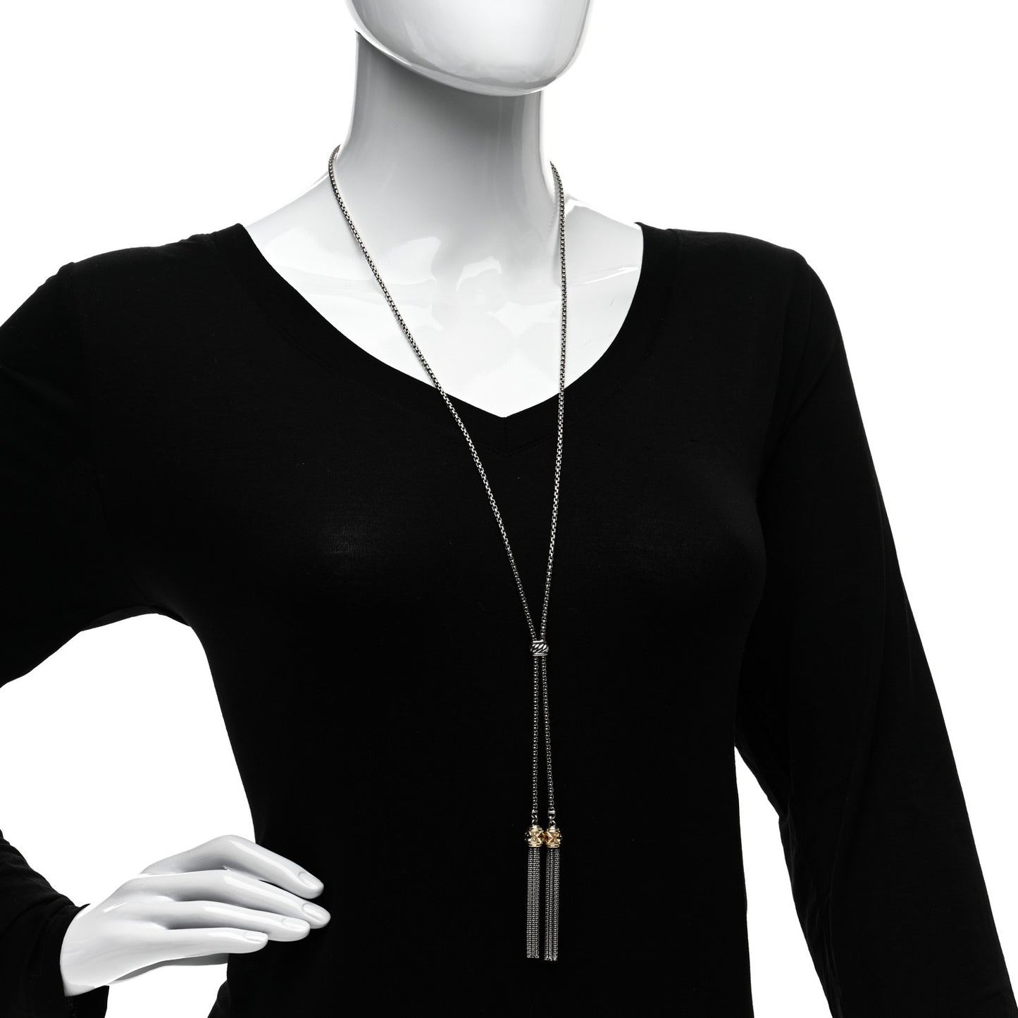 Sterling Silver 14K Yellow Gold Citrine Rhodilite Garnet Renaissance Tassel Necklace