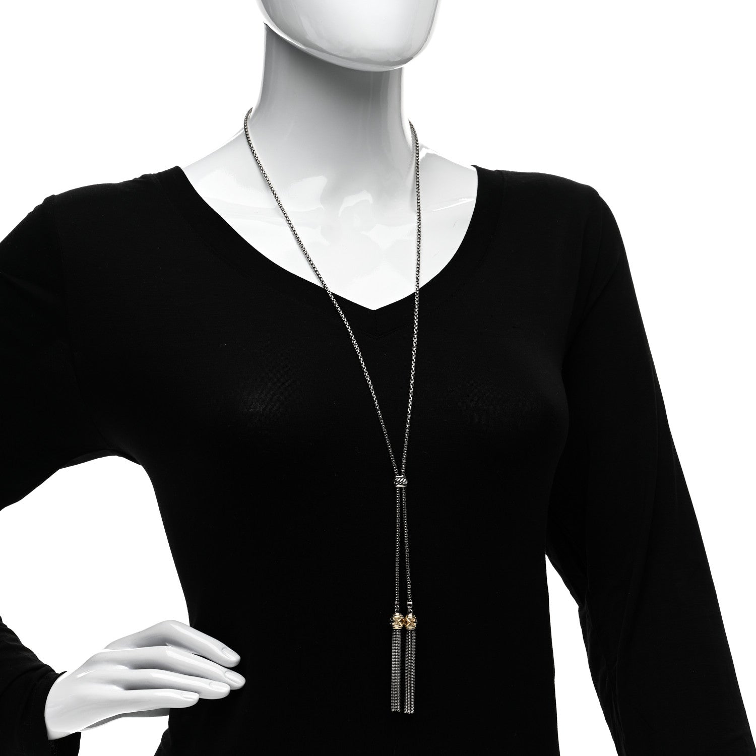 David Yurman Sterling Silver 14K Yellow Gold Citrine Rhodilite Garnet Renaissance Tassel Necklace 2 of 7