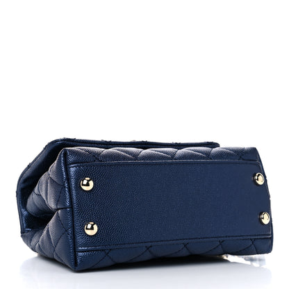 Chanel Iridescent Caviar Quilted Extra Mini Coco Handle Flap Dark Blue 3 of 9