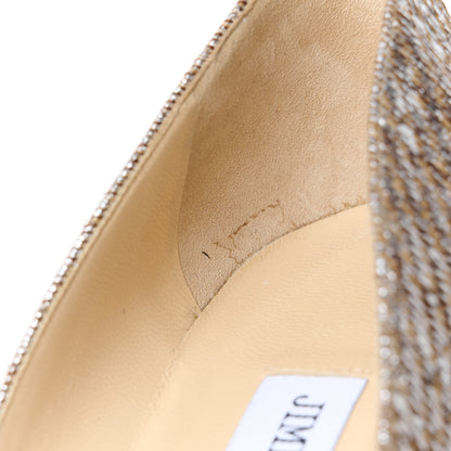 Jimmy Choo Metallic Lame Fabric Crystal Bow Veil 100 Pumps 38.5 Champagne 9 of 9