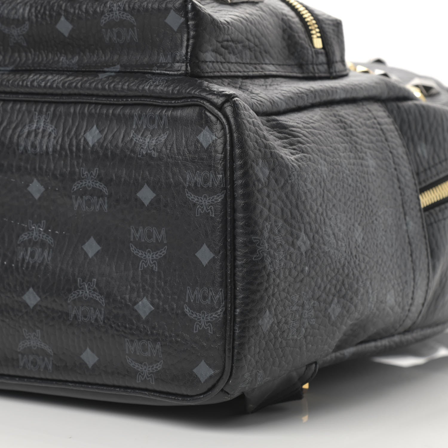 MCM Visetos Studded Medium Stark M Backpack Black 10 of 14