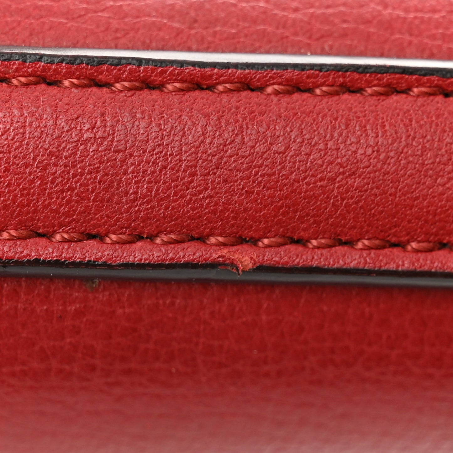 Calfskin Small Nile Bracelet Minaudiere Bag Dahlia Red