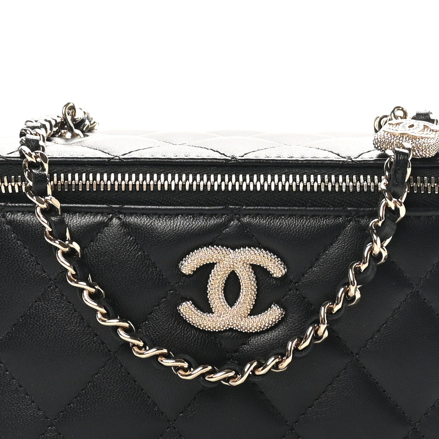 Chanel Lambskin Quilted Small Vanity Case With Chain Black 9 of 11
