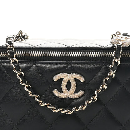 Chanel Lambskin Quilted Small Vanity Case With Chain Black 9 of 11