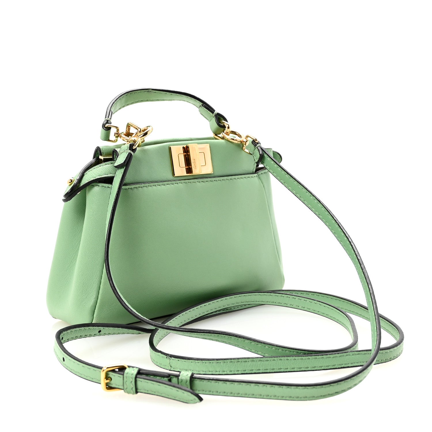 Fendi Shiny Nappa Micro Peekaboo Iconic Satchel Verde Acqua 3 of 9