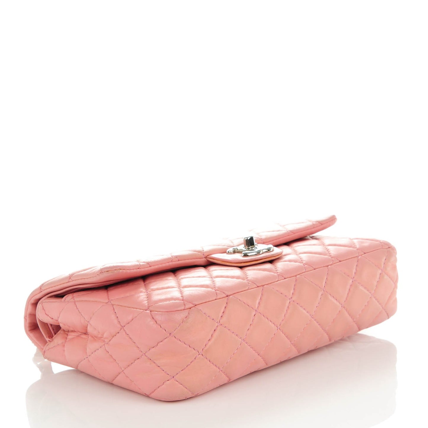 Lambskin Quilted Medium Double Flap Light Pink