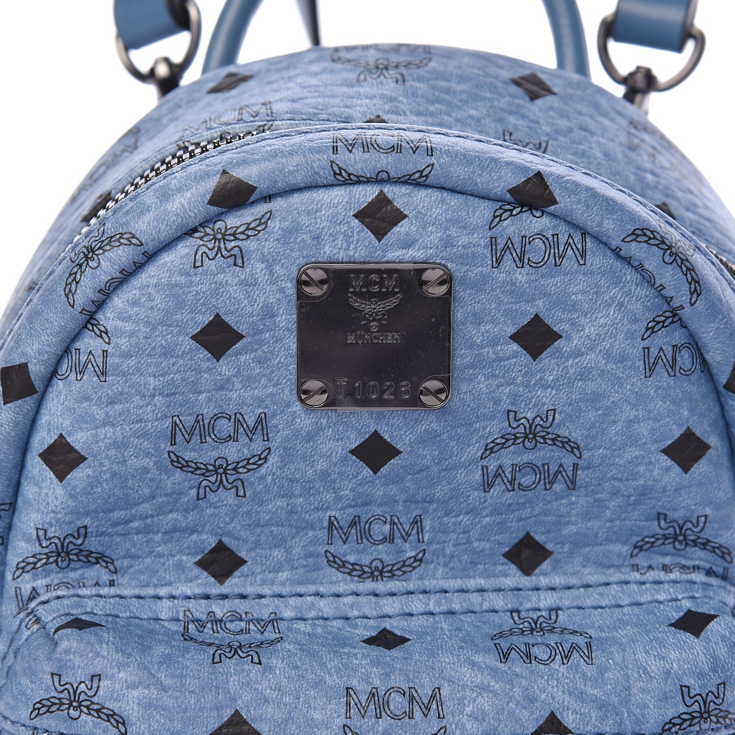 MCM Visetos Side Stud Mini Stark Backpack Blue 8 of 10