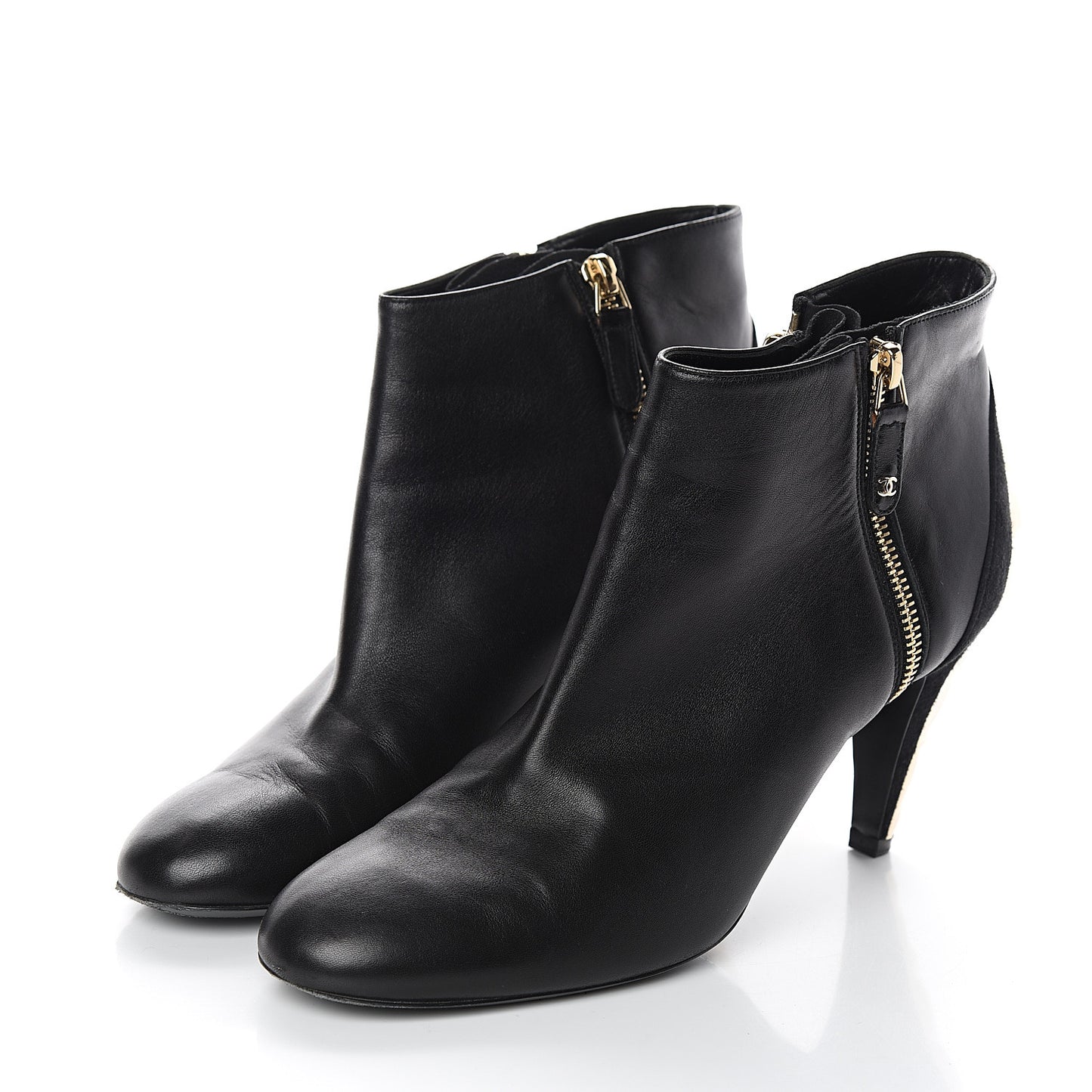 Lambskin Suede CC Short Boots 40 Black
