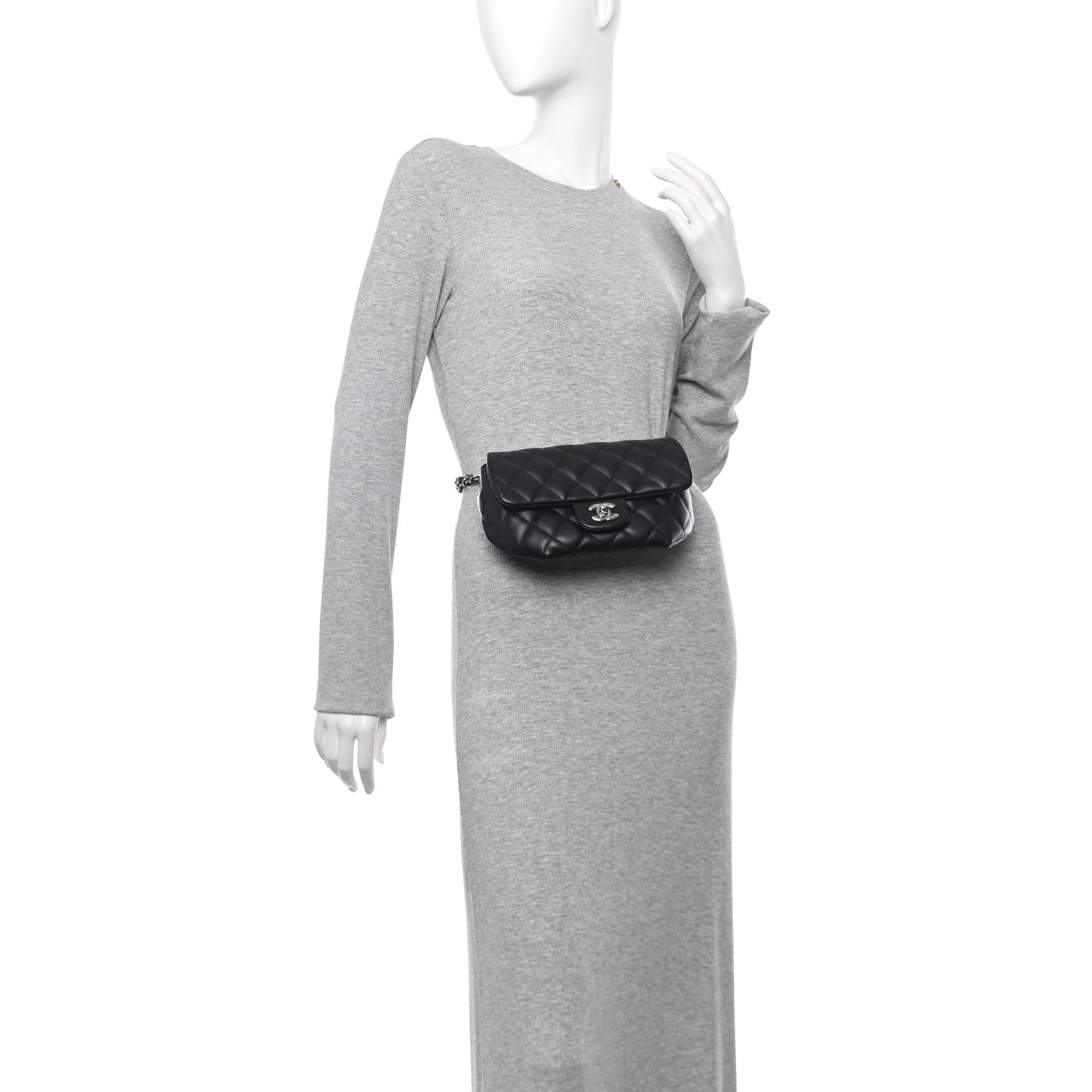 Chanel Calfskin Quilted CC Uniform Flap Belt Bag Black 2 of 11