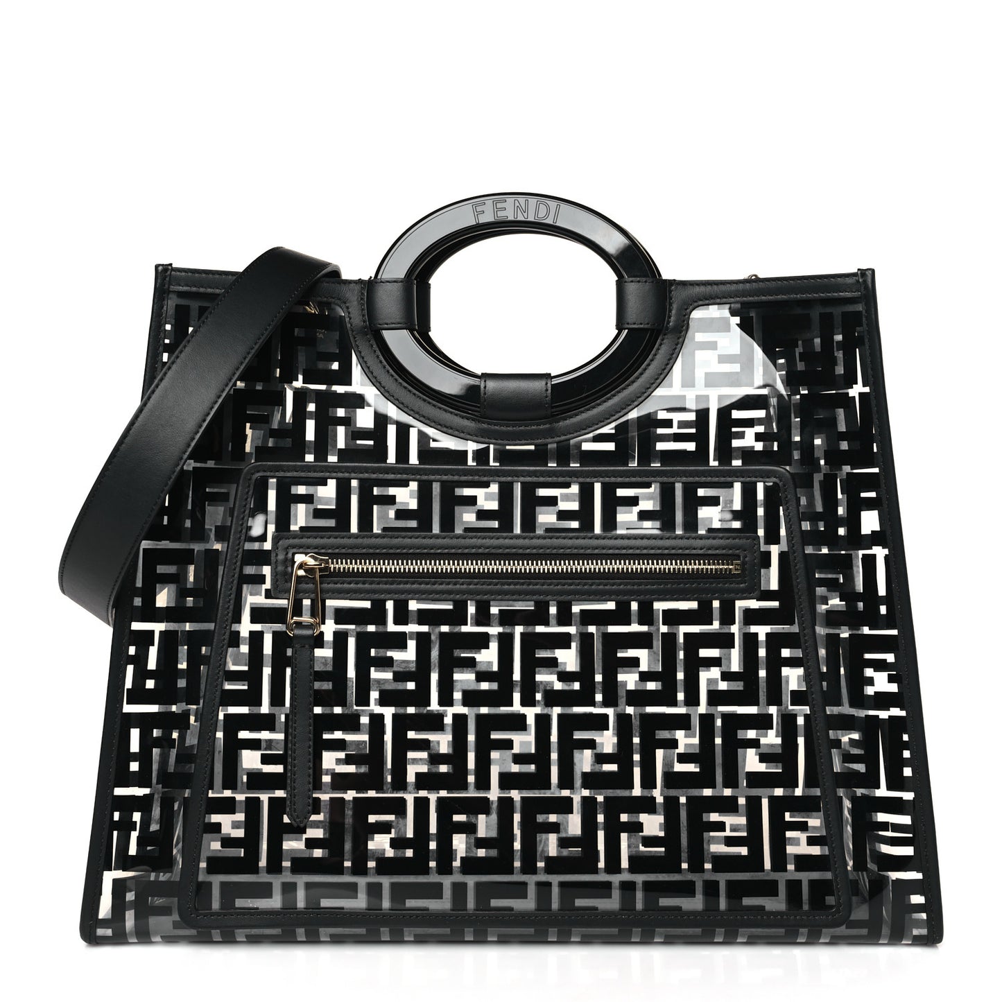 TPU FF Vitello Century Plexiglass Medium Runaway Shopper Tote Black
