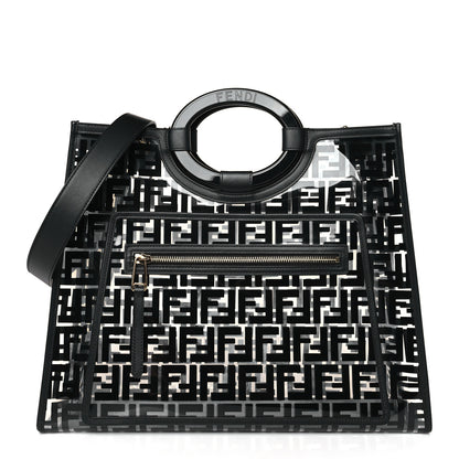 Fendi TPU FF Vitello Century Plexiglass Medium Runaway Shopper Tote Black 1 of 9