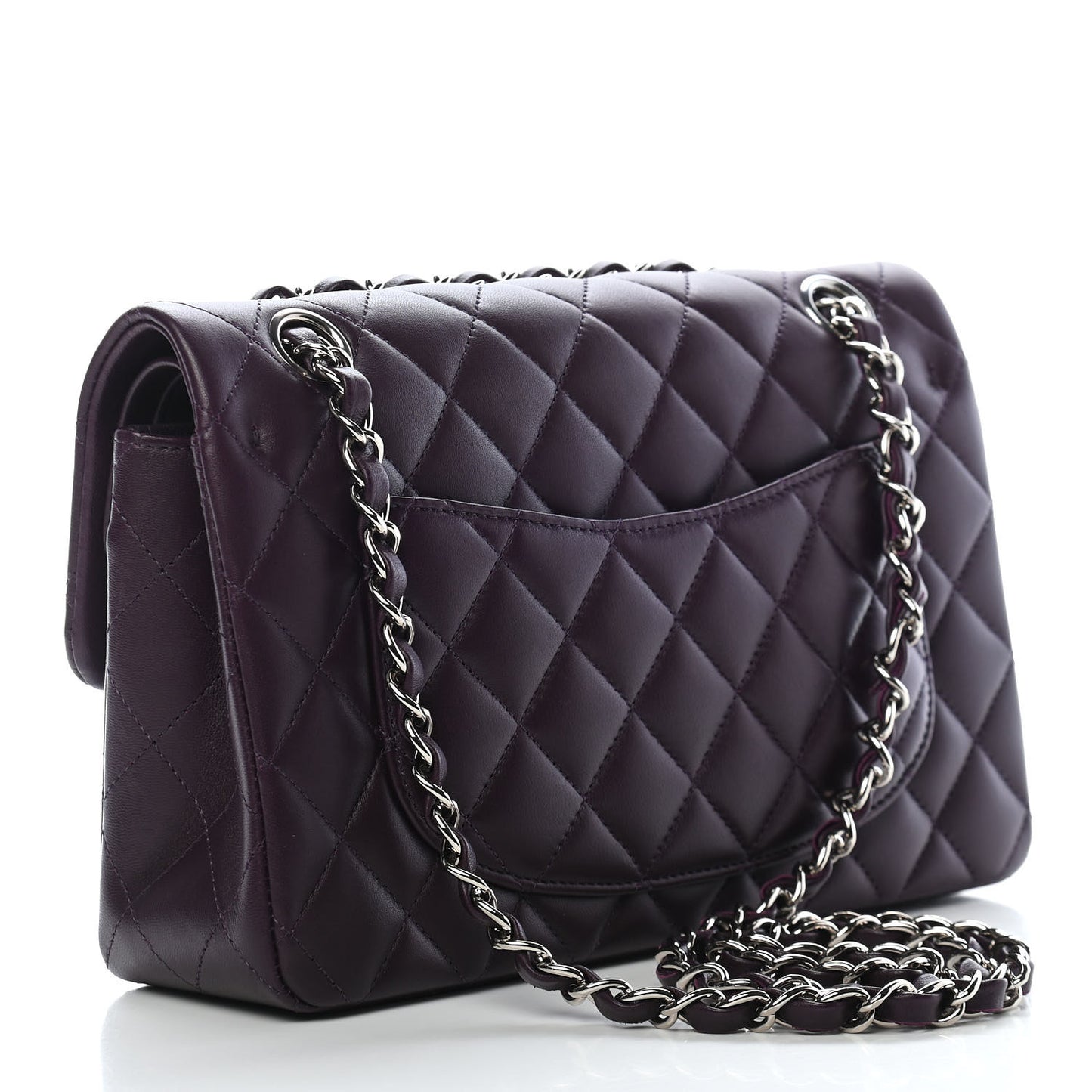 Lambskin Quilted Small Double Flap Purple