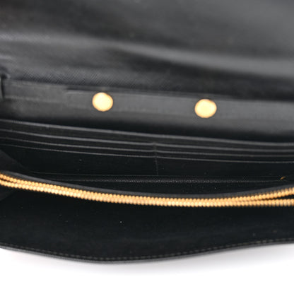 Prada Saffiano Metal Oro Chain Wallet Black 5 of 13