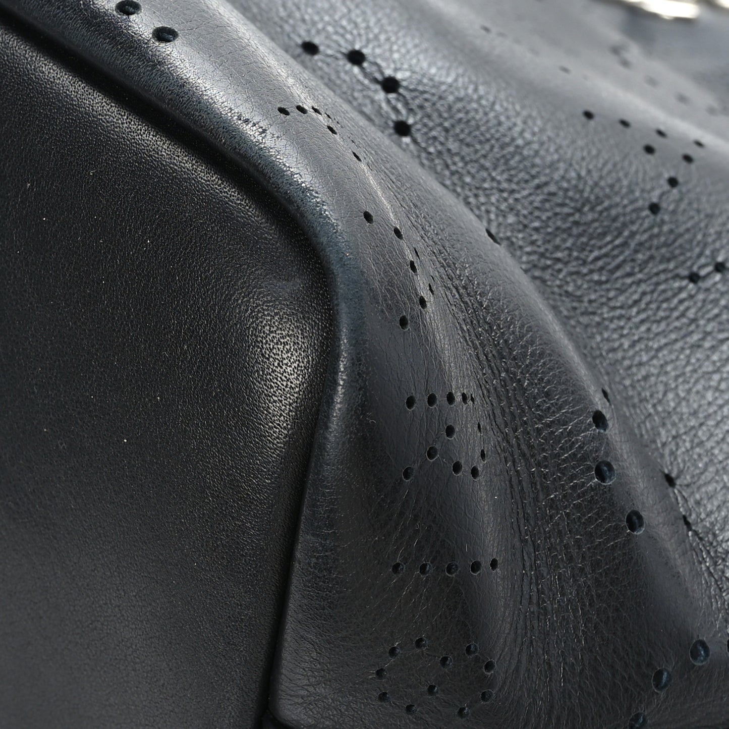 Calfskin Tweed Small Logo Eyelets Shopping Tote Black