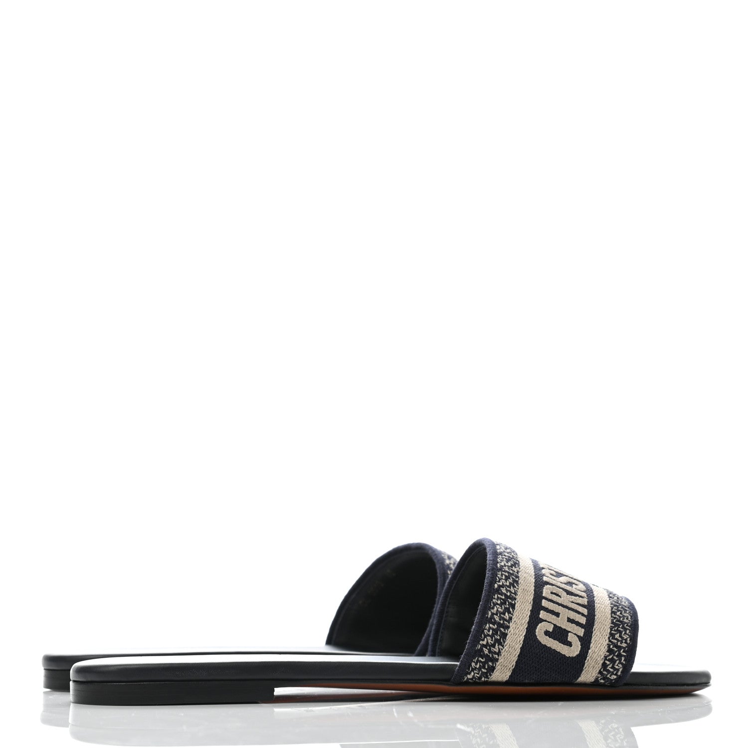 Christian Dior Canvas Embroidered Dway Mules Slide Sandals 40 Deep Blue 3 of 6