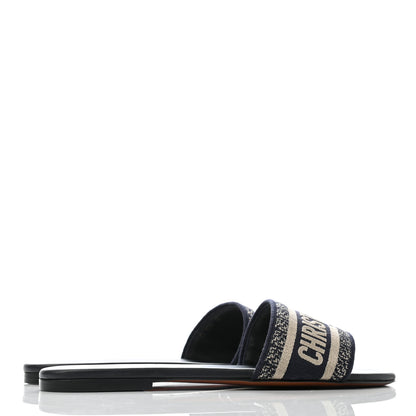 Christian Dior Canvas Embroidered Dway Mules Slide Sandals 40 Deep Blue 3 of 6