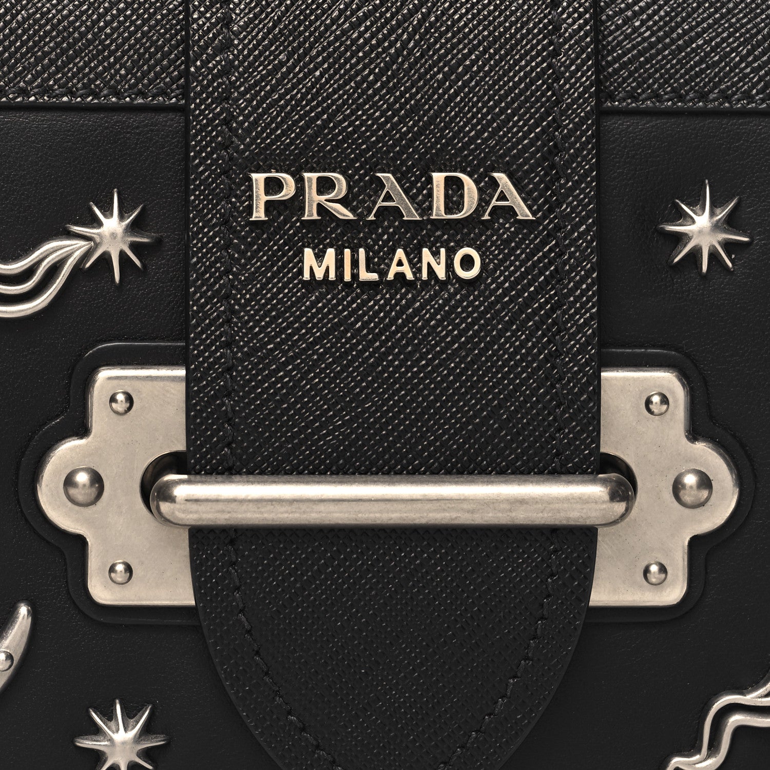 Prada City Calf Saffiano Cahier Astrology Bag Black 7 of 9