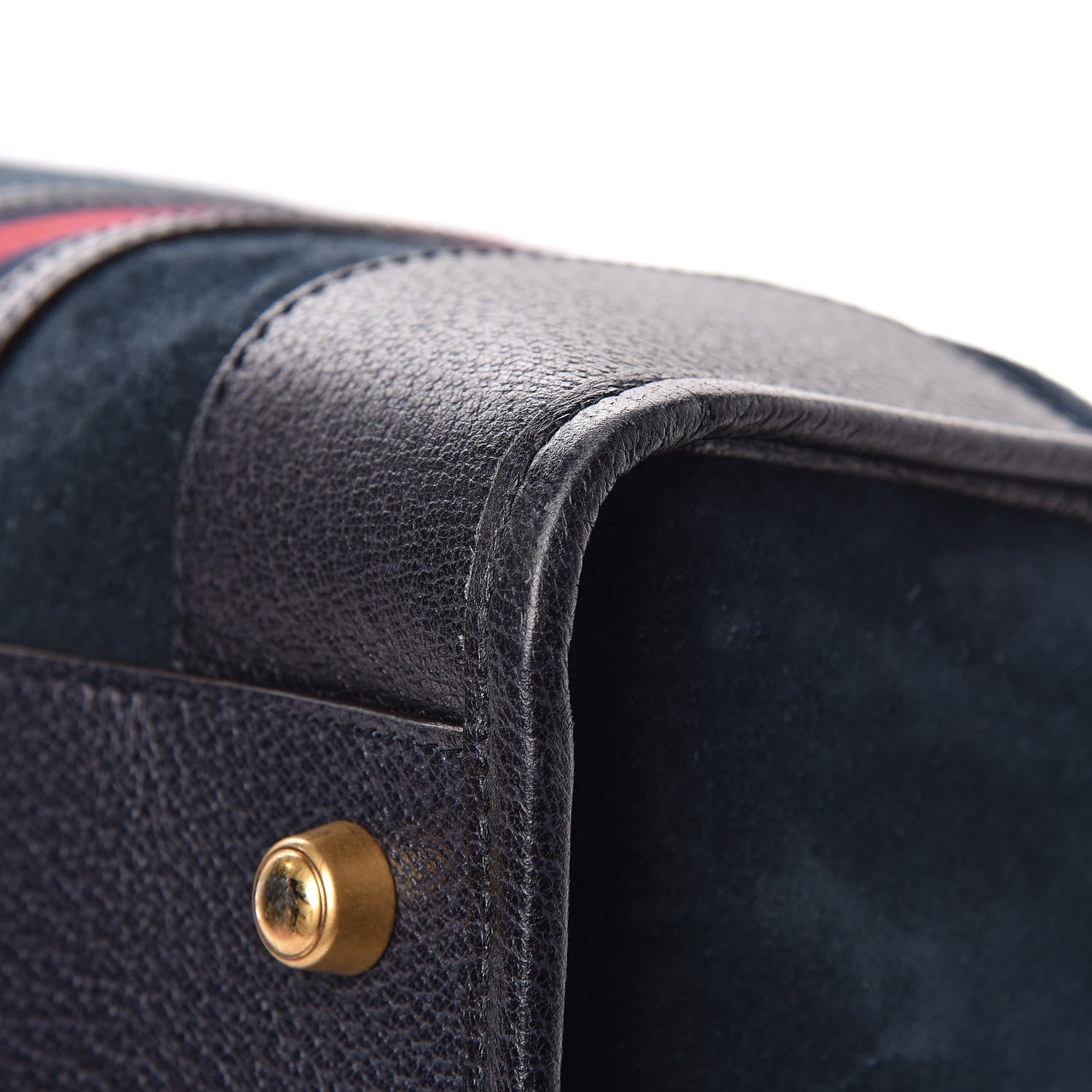 Gucci Suede Daino Textured Dollar Calfskin Web Large Duffle Bag Blue 17 of 19