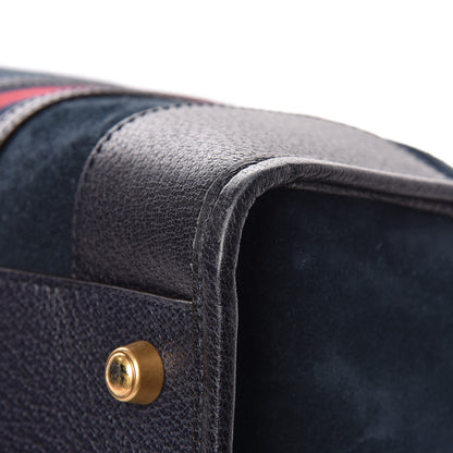 Gucci Suede Daino Textured Dollar Calfskin Web Large Duffle Bag Blue 17 of 19