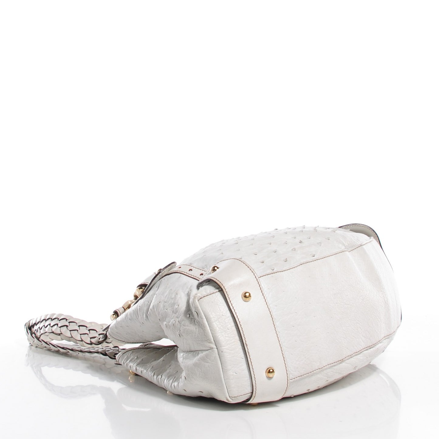 Ostrich Medium Pelham Shoulder Bag White