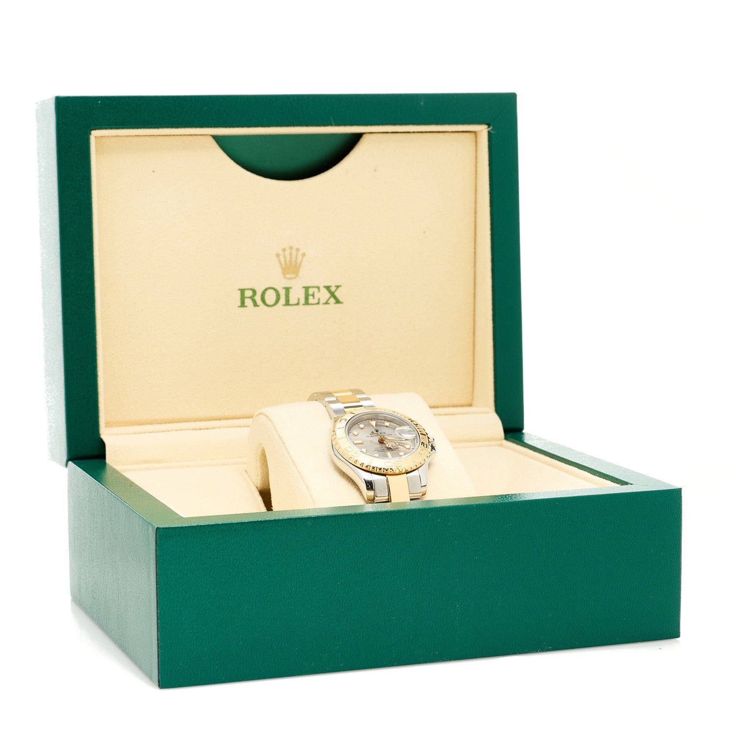 Rolex Stainless Steel 18K Yellow Gold 29mm Oyster Perpetual Date Yacht-Master Watch Silver 69623 5 of 5