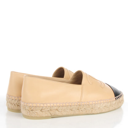 Chanel Lambskin CC Espadrilles 37 Beige Black 4 of 9