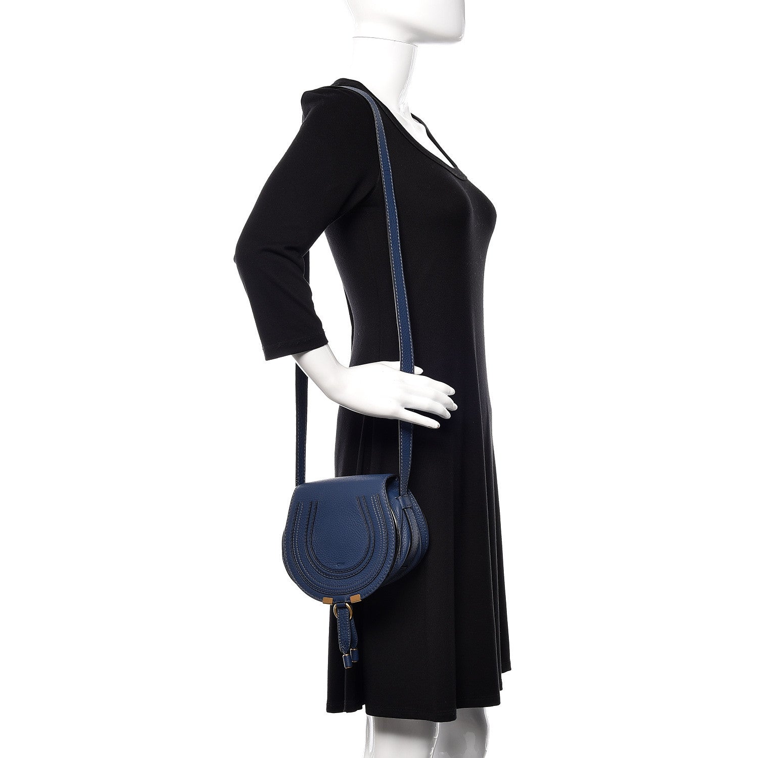 Chloe Calfskin Mini Marcie Round Crossbody Bag Royal Navy 2 of 9