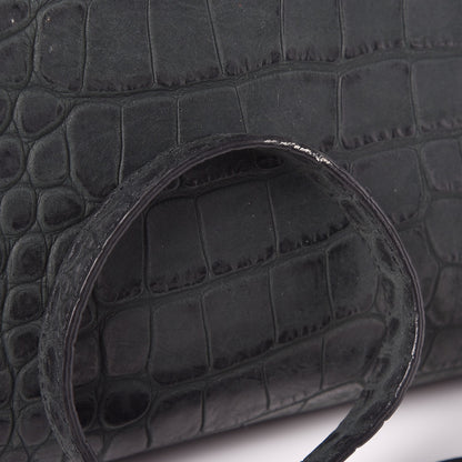 Saint Laurent Calfskin Crocodile Embossed Small Sac de Jour Dusty Black 10 of 14