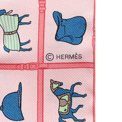 Hermes Silk Couvertures Et Tenues Twilly Rose Bleu Vert 4 of 5