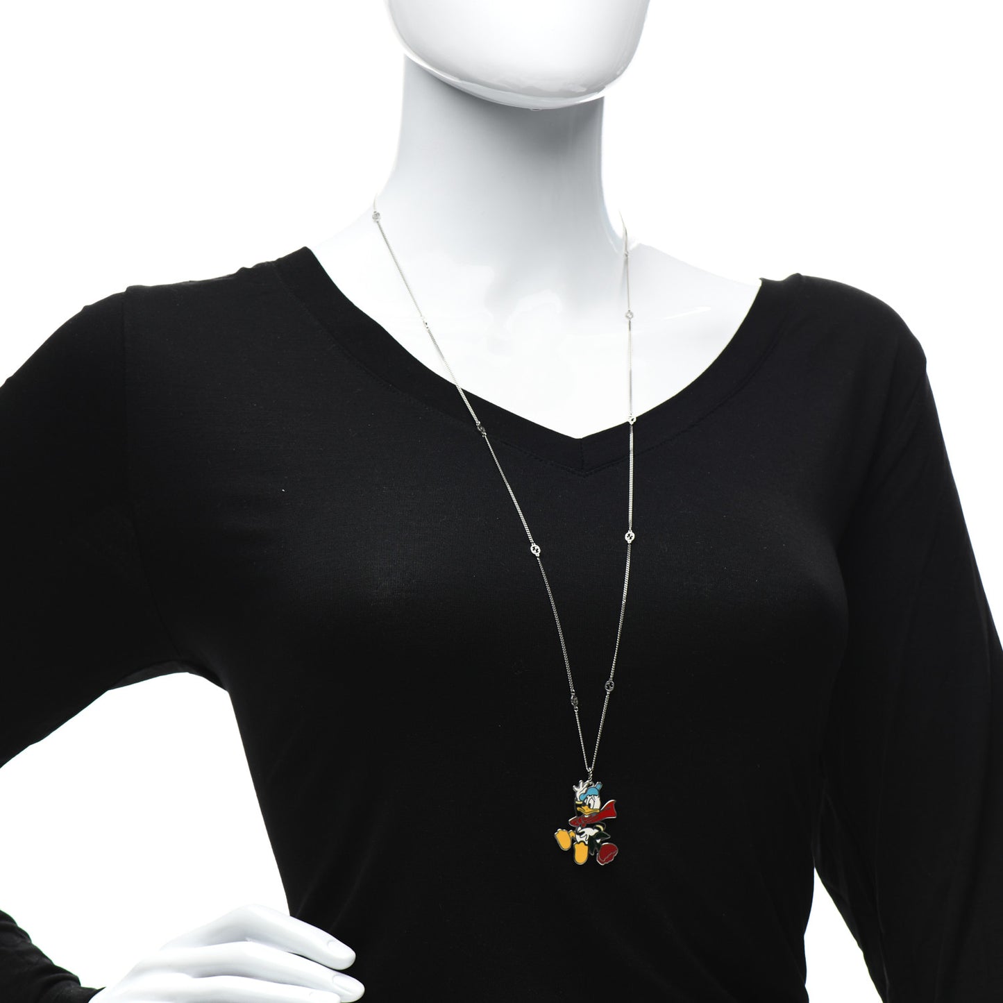 X DISNEY Sterling Silver Enamel Donald Duck Pendant Necklace