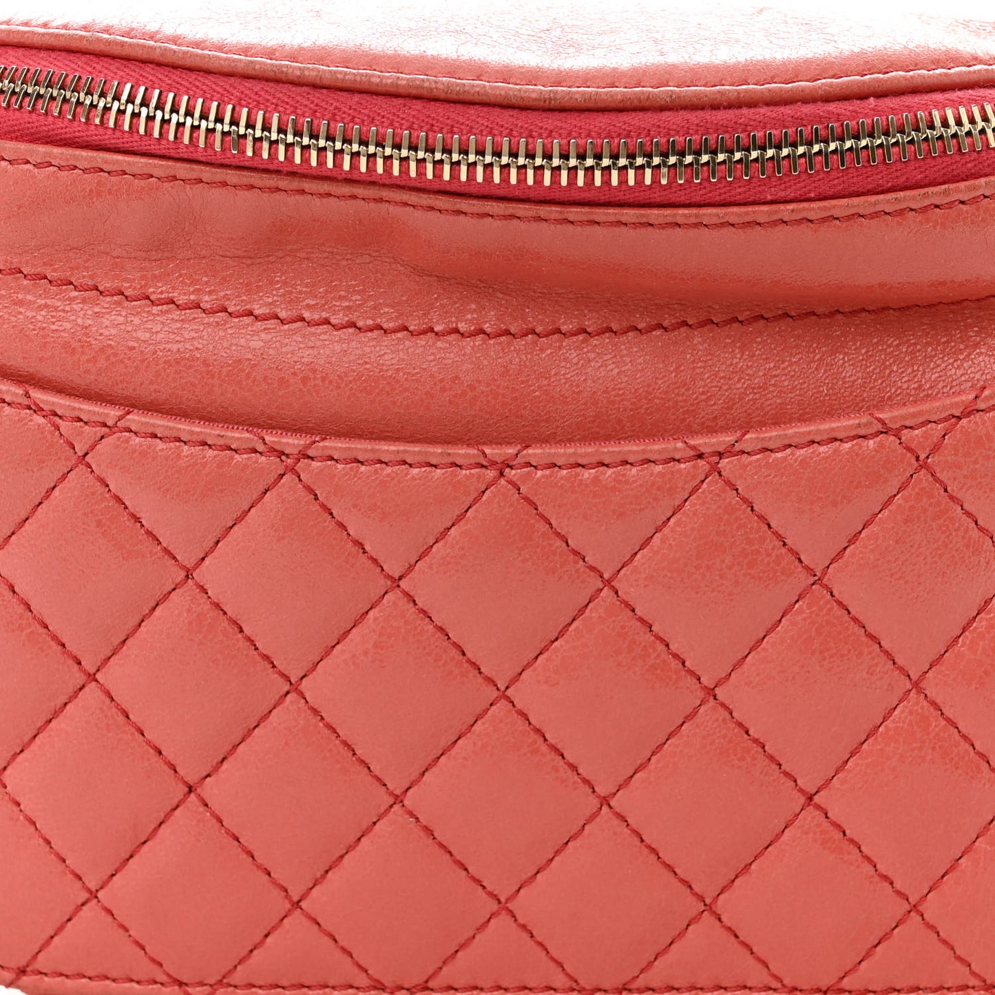 Crumpled Glazed Lambskin Quilted Waist Bag Fanny Pack Pink