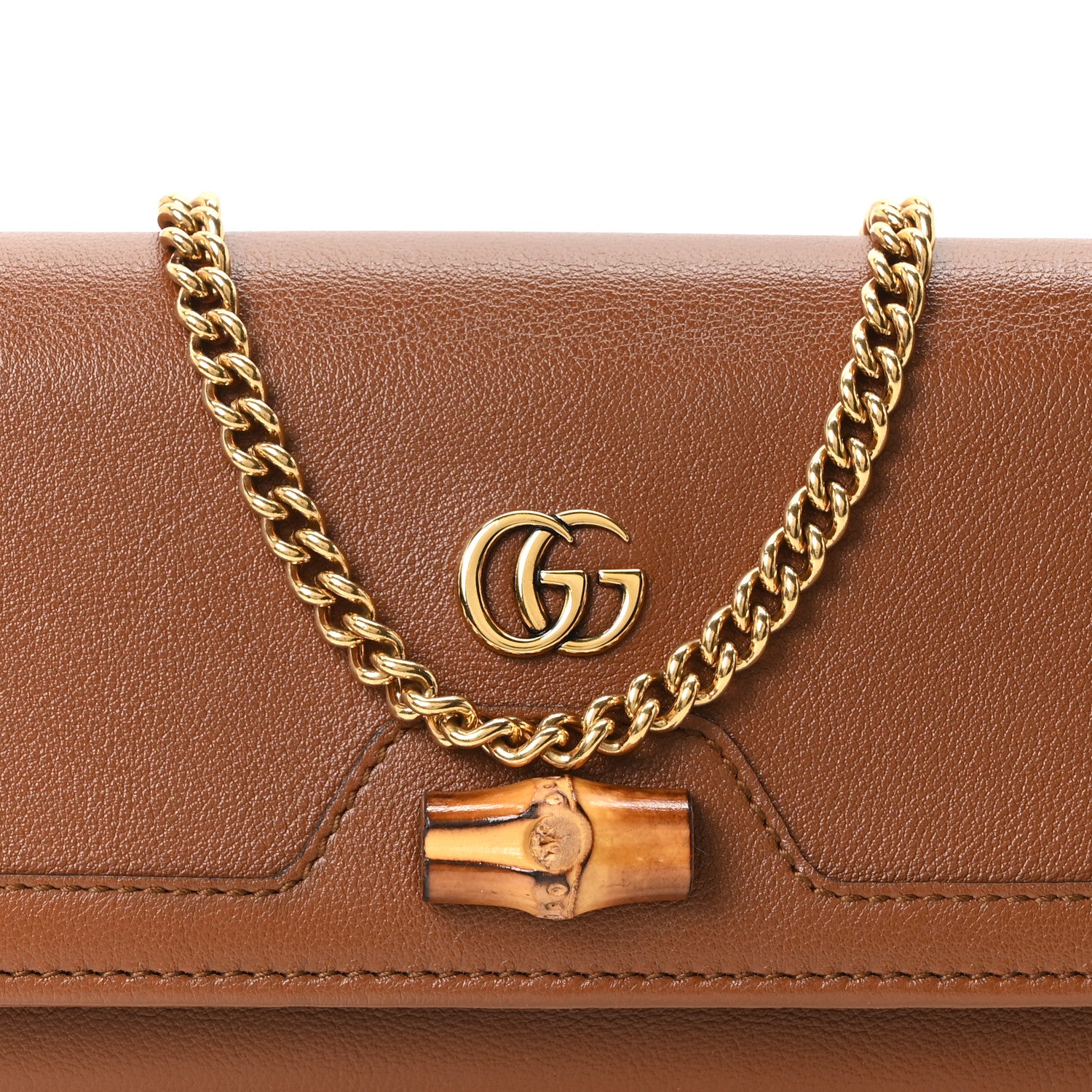 Gucci Wonka Grain Calfskin Diana Chain Wallet Cuir 8 of 10