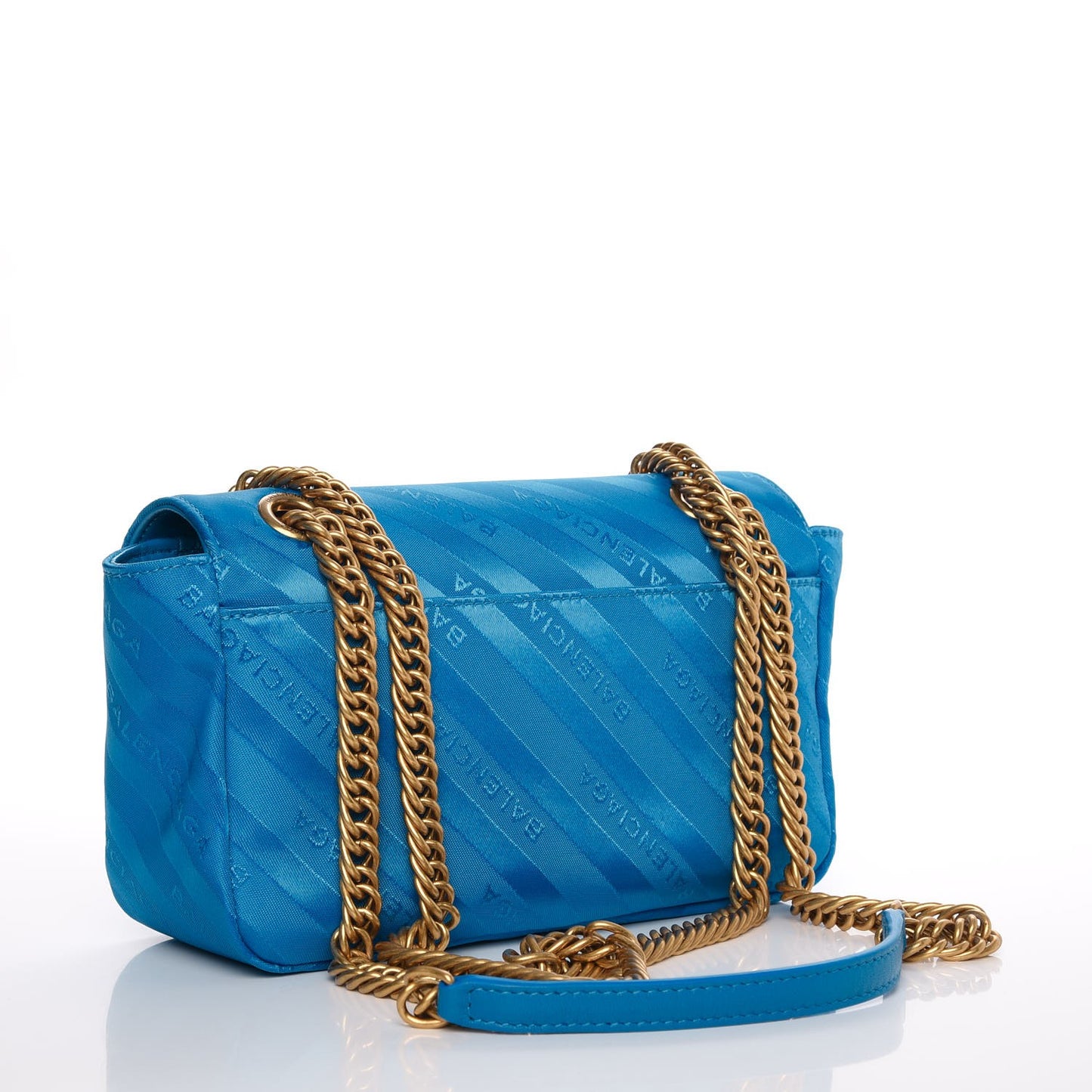 Nylon Jacquard Diagonal Logo S BB Round Shoulder Bag Bleu