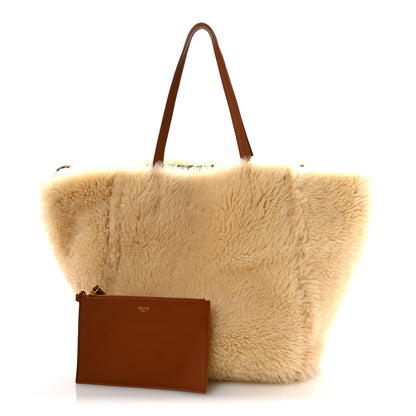 Celine Metallic Lambskin Shearling Medium Phantom Cabas Reversible Tote Natural Silver 14 of 20