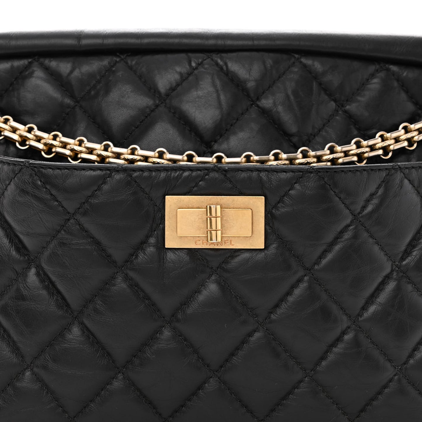 Aged Calfskin Quilted Medium Reissue Camera Case Black