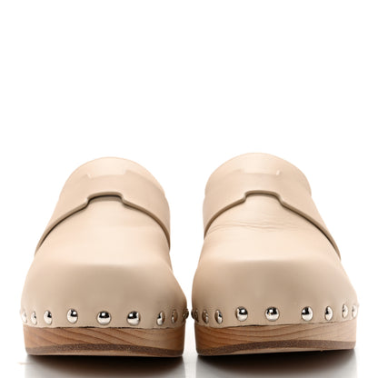 Hermes Calfskin Calya Mules 37 Hetre 2 of 10