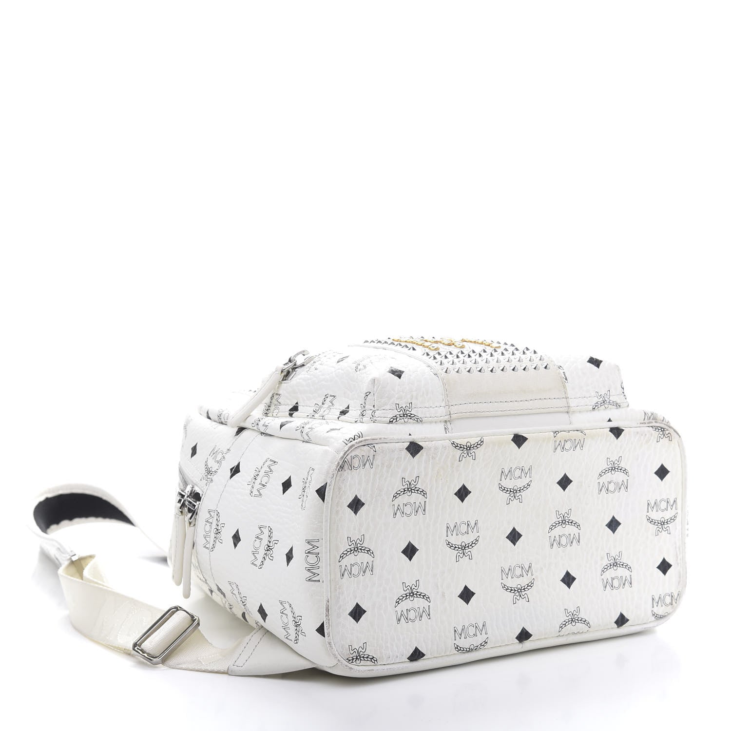 MCM Visetos Studded Stark Stripe Backpack White 3 of 9