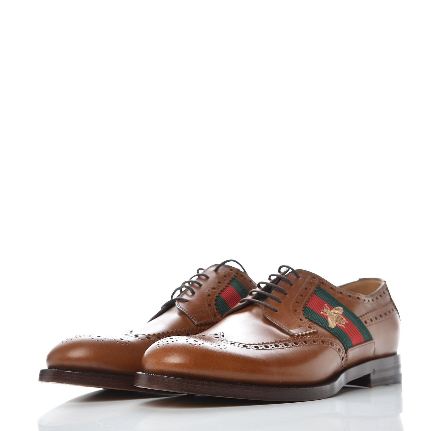 Calfskin Web Bee Embroidered Mens Lace Up Brogue Wingtip Derby Shoes 8.5 Cuir