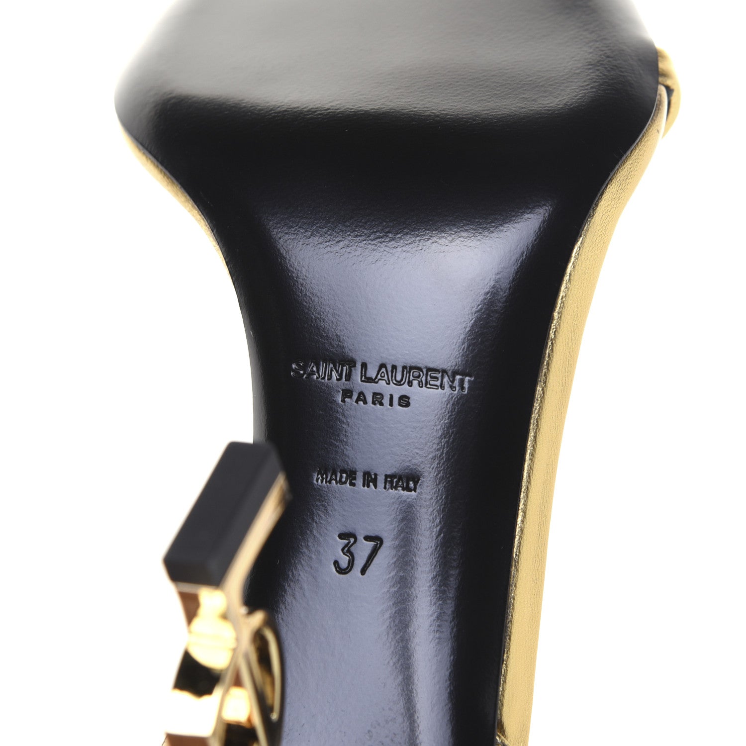 Saint Laurent Calfskin Opyum Sandals 37 Oro 10 of 13