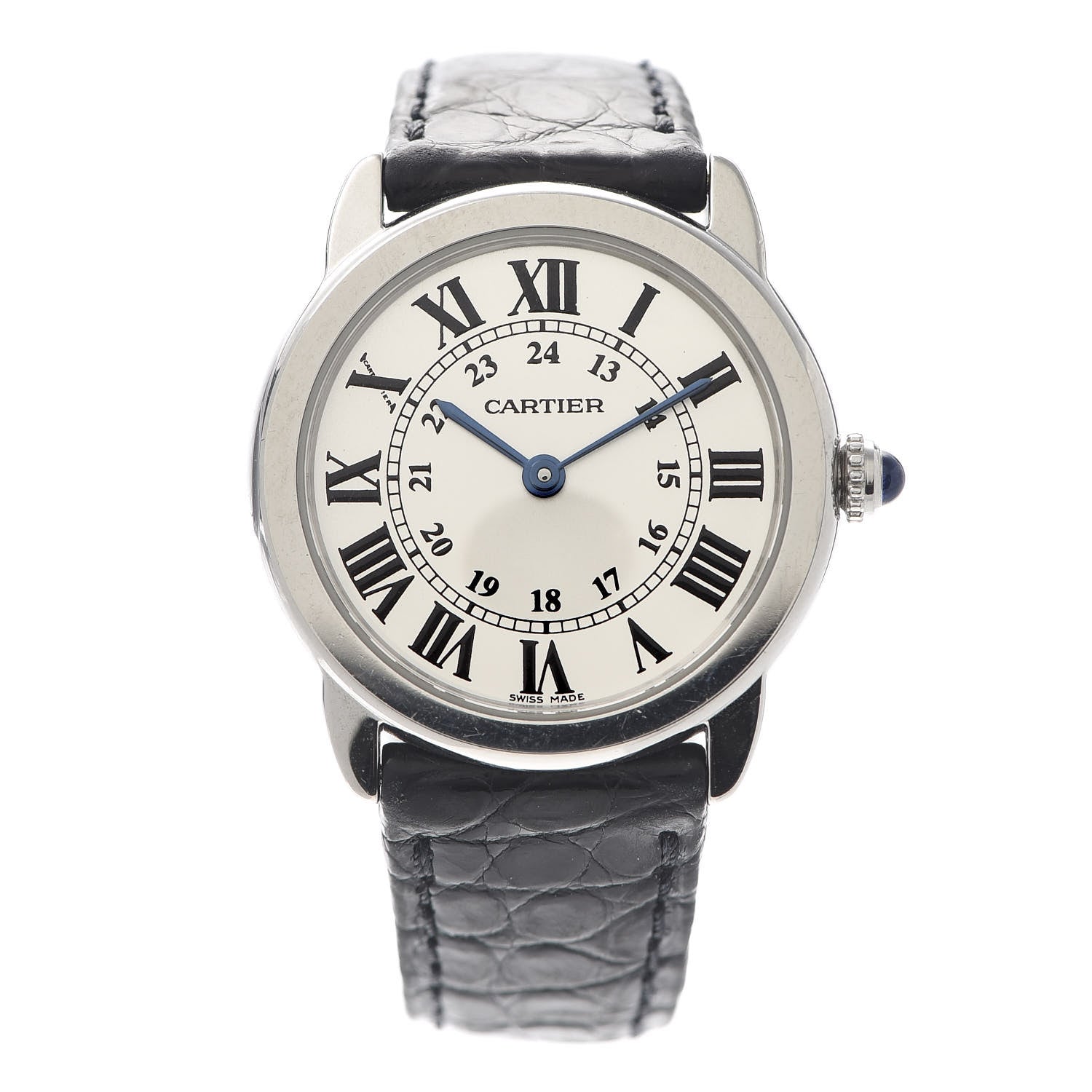 Cartier Stainless Steel Alligator 29mm Ronde Solo Quartz Watch 1 of 8