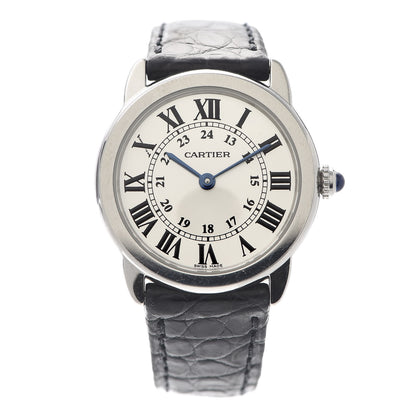 Cartier Stainless Steel Alligator 29mm Ronde Solo Quartz Watch 1 of 8