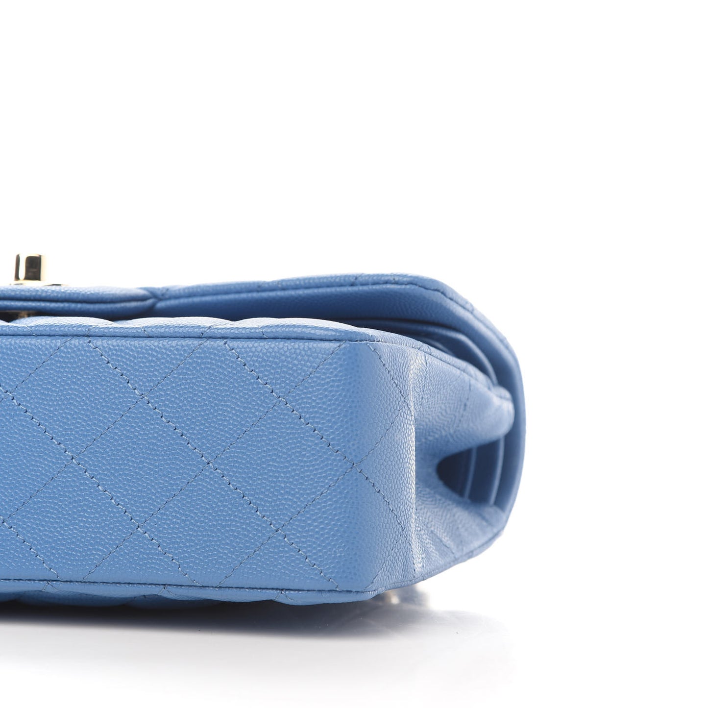 Caviar Quilted Small Double Flap Blue